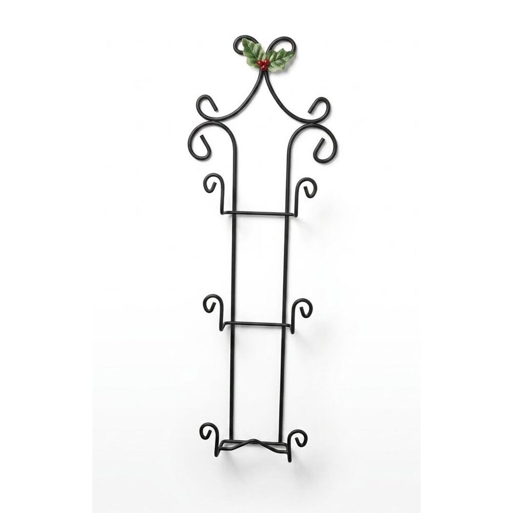Holiday Wrought Iron 3 Plate Display Rack Vertical Tall Plate Display